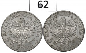 II RP, Set of 5 gold 1932 BZM Head of a woman