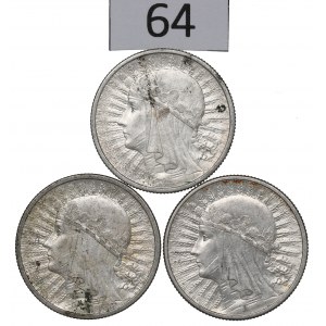 II RP, Zestaw 2 złote 1932-34 Głowa kobiety