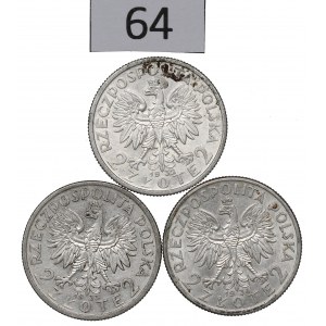 II RP, Zestaw 2 złote 1932-34 Głowa kobiety