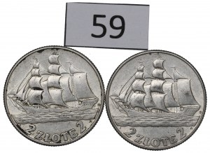 II RP, Set of 2 Gold 1936 Sailing Ship