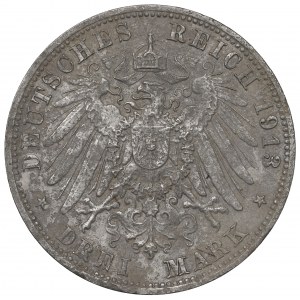 Germany, Saxony, 3 marks 1913 E