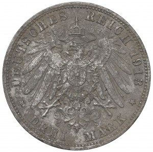 Germany, Saxony, 3 marks 1913 E