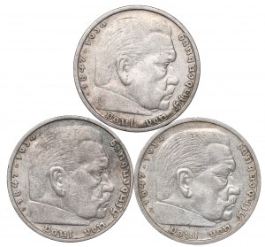 Germany, III Reich, Lot 5 mark 1935-38