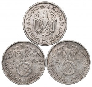 Germany, III Reich, Lot 5 mark 1935-38