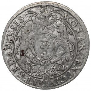 John II Casimir, 18 groschen 1662, Danzig - Lion in shield