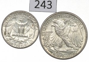 USA, Lot 1/4-1/2 dollar 1942