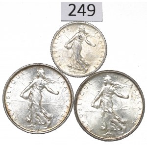 Frankreich, Satz von 1-5 Francs 1916-64