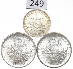 France, Lot 1-5 francs 1916-64