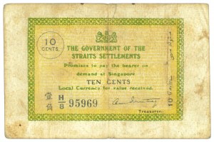 Straits Settlements, 10 cents 1917-1920