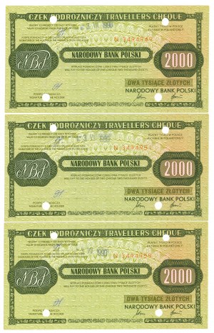 Third Republic, Set of 3 ex. traveler's check 2000 zl.