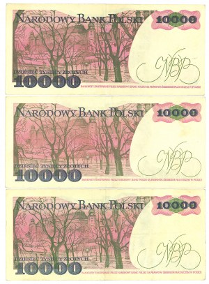 PRL, 10,000 zloty 1987 A, N, G - set of 3 copies.