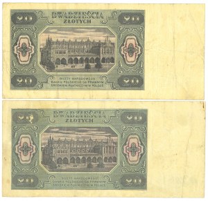 PRL, 20 zloty 1948 FL and EB - set of 2 copies.