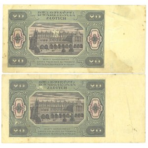 PRL, 20 złotych 1948 FL i FG - zestaw 2 egz.