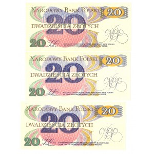 PRL, 20 gold 1982 A, F, AD - set of 3 copies.