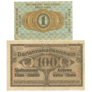 Poznań, Kowno, 1 rubel i 100 marek - zestaw 2 egz.