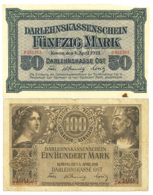 Kaunas, 50 and 100 marks 1918 - set of 2 copies.