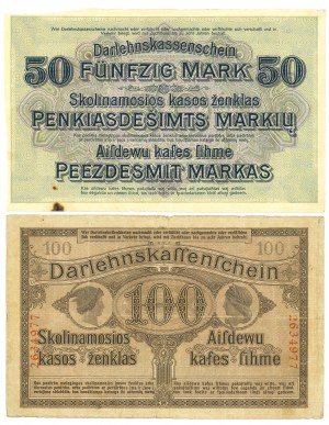 Kaunas, 50 and 100 marks 1918 - set of 2 copies.