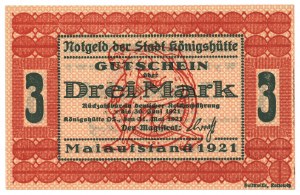 Krolewska Huta, Chorzow, 3 marks, May Uprising 1921