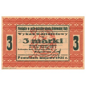 Krolewska Huta, Chorzow, 3 marks, May Uprising 1921