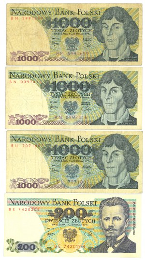People's Republic of Poland, 1979 vintage banknote set - 4 copies.