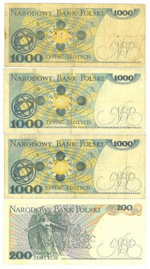 People's Republic of Poland, 1979 vintage banknote set - 4 copies.