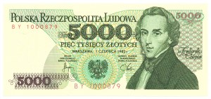 People's Republic of Poland, 5000 zloty 1982 BY