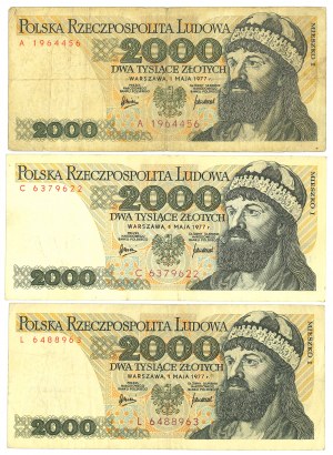 PRL, 2000 gold 1977 A, L, C - set of 3 copies.