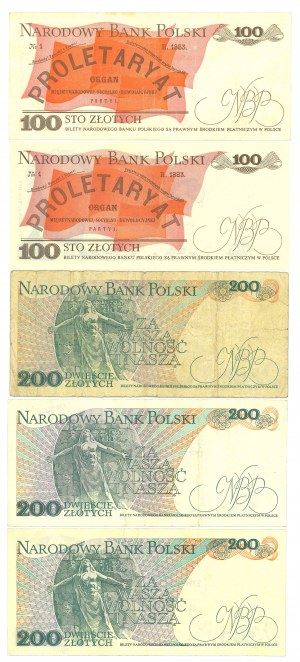 PRL, Set of banknotes from 1975-1979 - 5 copies.