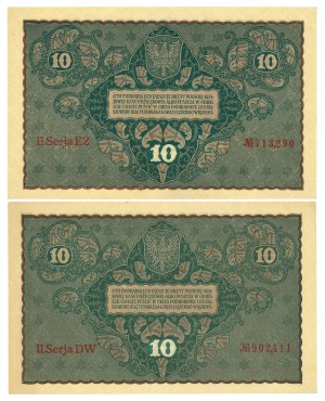 II RP, 10 Polish marks 1919 - set of 2 copies.