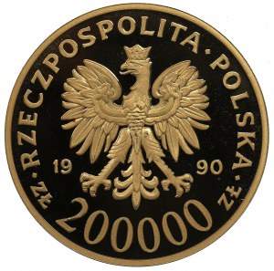Third Republic, 200,000 zloty 1990 Solidarity
