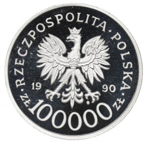 Third Republic, 100,000 PLN 1990 Solidarity - GRUBA