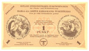 Estonia, German Occupation, 1 Point 1944, Talon for linen and wool
