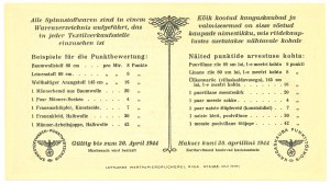 Estonia, German Occupation, 1 Point 1944, Talon for linen and wool
