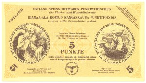 Estonia, German Occupation, 5 Points 1944, Talon for flax and wool
