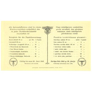 Łotwa, Okupacja Niemiecka, 1 Punkt 1944, Talon na len i wełnę