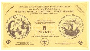 Latvia, German Occupation, 5 Points 1944, Talon for flax and wool