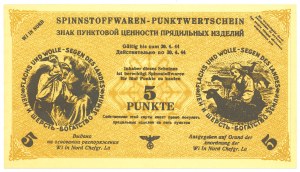 Russia, German Occupation, 5 Points 1944, Talon for linen and wool