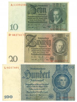 Germany, 10-100 marks 1924 - set of 3 copies.