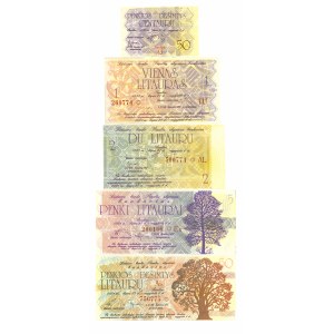 Litwa, zestaw banknotów - 5 egz.