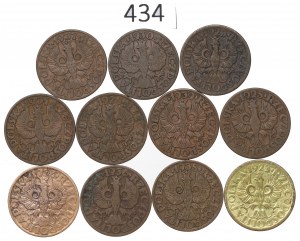 Second Republic, Set of 5 pennies 1923-39 - including 1934!