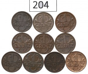 Second Republic, Set of 1 penny 1923-39