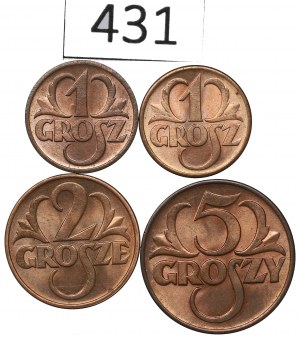 Second Republic, Set of 1-5 pennies 1938-39