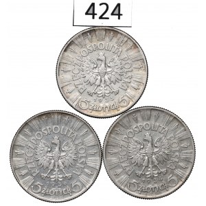 II RP, Zestaw 5 złotych 1934-36 Piłsudski