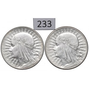 II RP, Satz von 10 Gold 1932-33 Kopf einer Frau