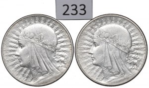 II RP, Set of 10 gold 1932-33 Head of a woman