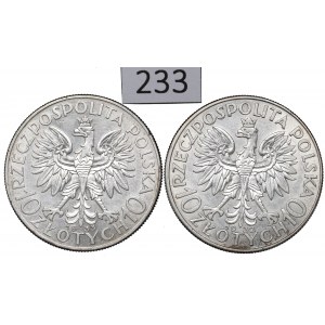 II RP, Satz von 10 Gold 1932-33 Kopf einer Frau
