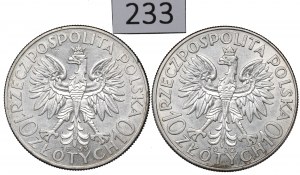 II RP, Set of 10 gold 1932-33 Head of a woman