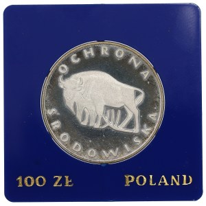 PRL, 100 złotych 1977 Ochrona środowiska - Żubr