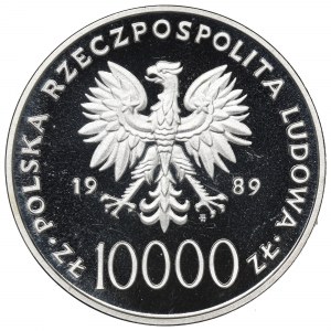 People's Republic of Poland, 10,000 zloty 1989 - John Paul II half figure