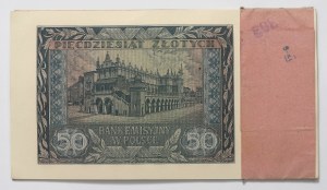 GG, 50 zlotys 1941 B - part of a bank parcel with original banderole (15 copies)